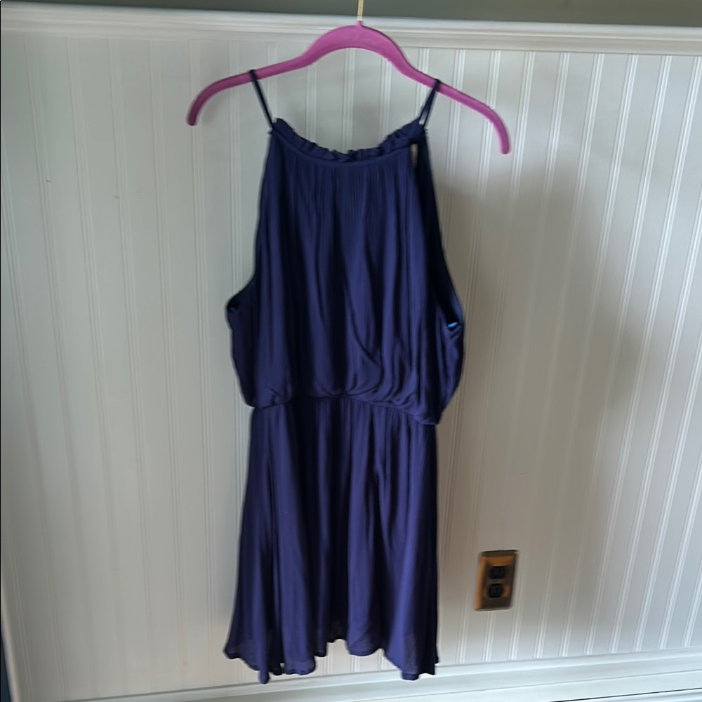 Navy Blue Sleeveless crepe Dress tie back